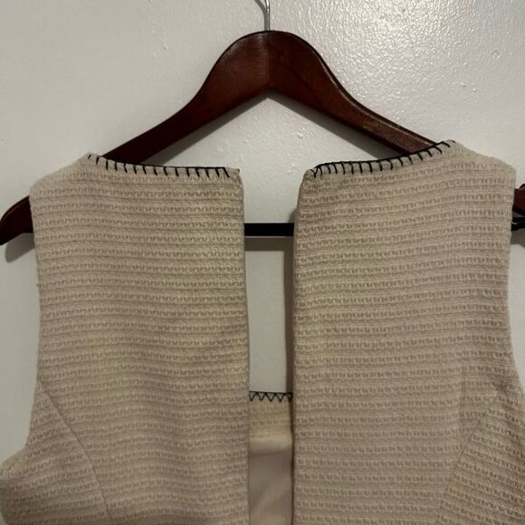 7 For All Mankind Cream Textured Sleeveless Mini Dress Size S Cutouts Classic - Picture 8 of 16